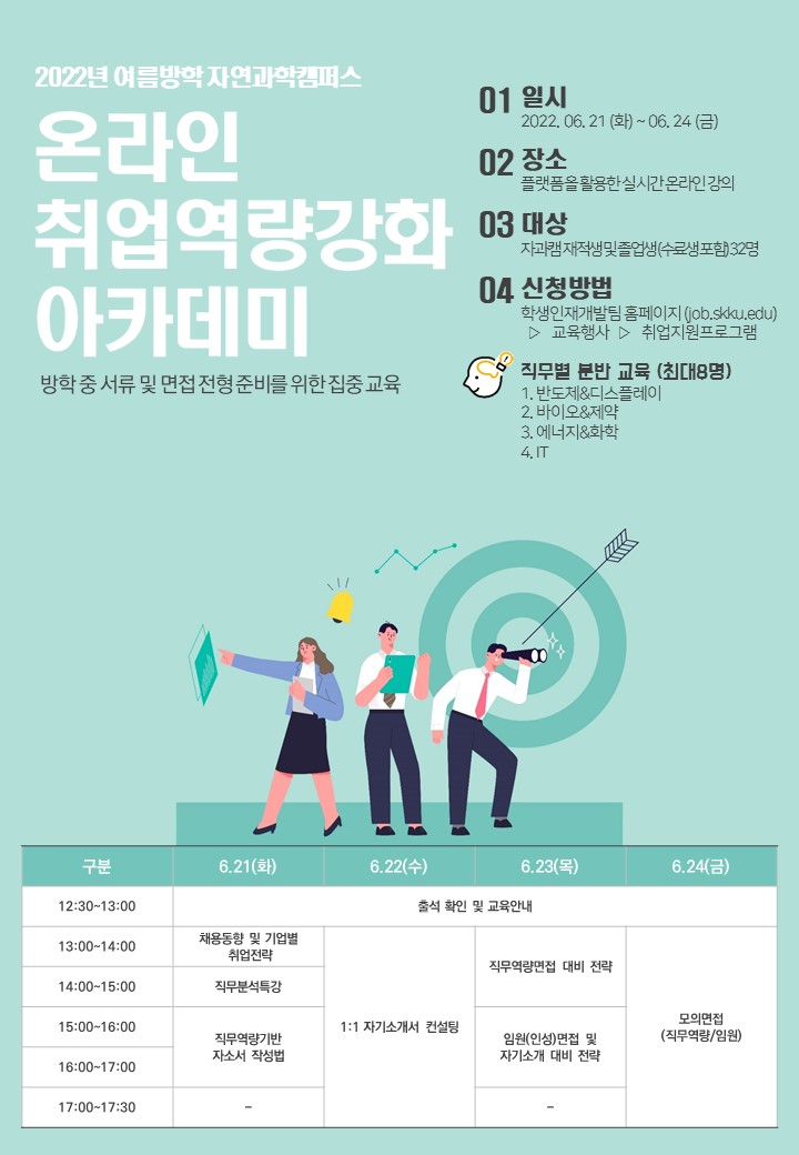 2022 여름방학 자과캠 취업역량강화 아카데미 포스터