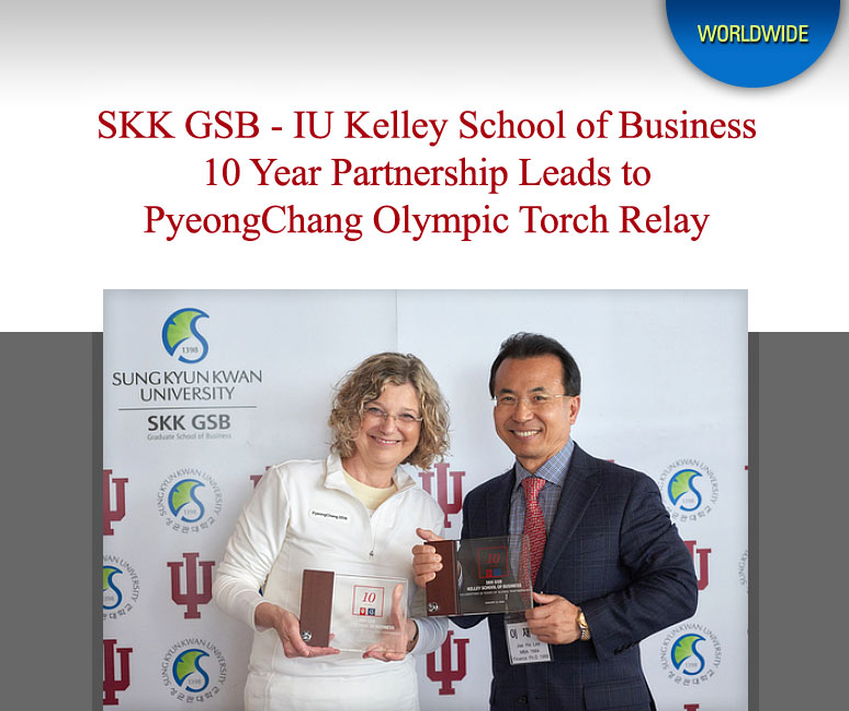 SKK GSB - IU Kelley School of Business 10 Year Partnership Leads to PyeongChang Olympic Torch Relay